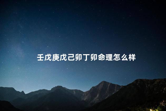 壬戊庚戊己卯丁卯命理怎么样